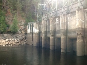 After dropping the water level, the poor condition of Grand Lake Matagamon dan is very evident