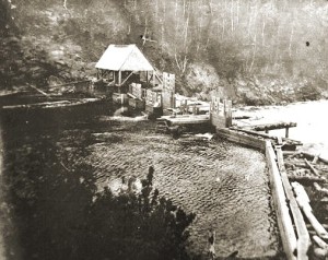 Grand Lake Matagamon dam in later 1800's